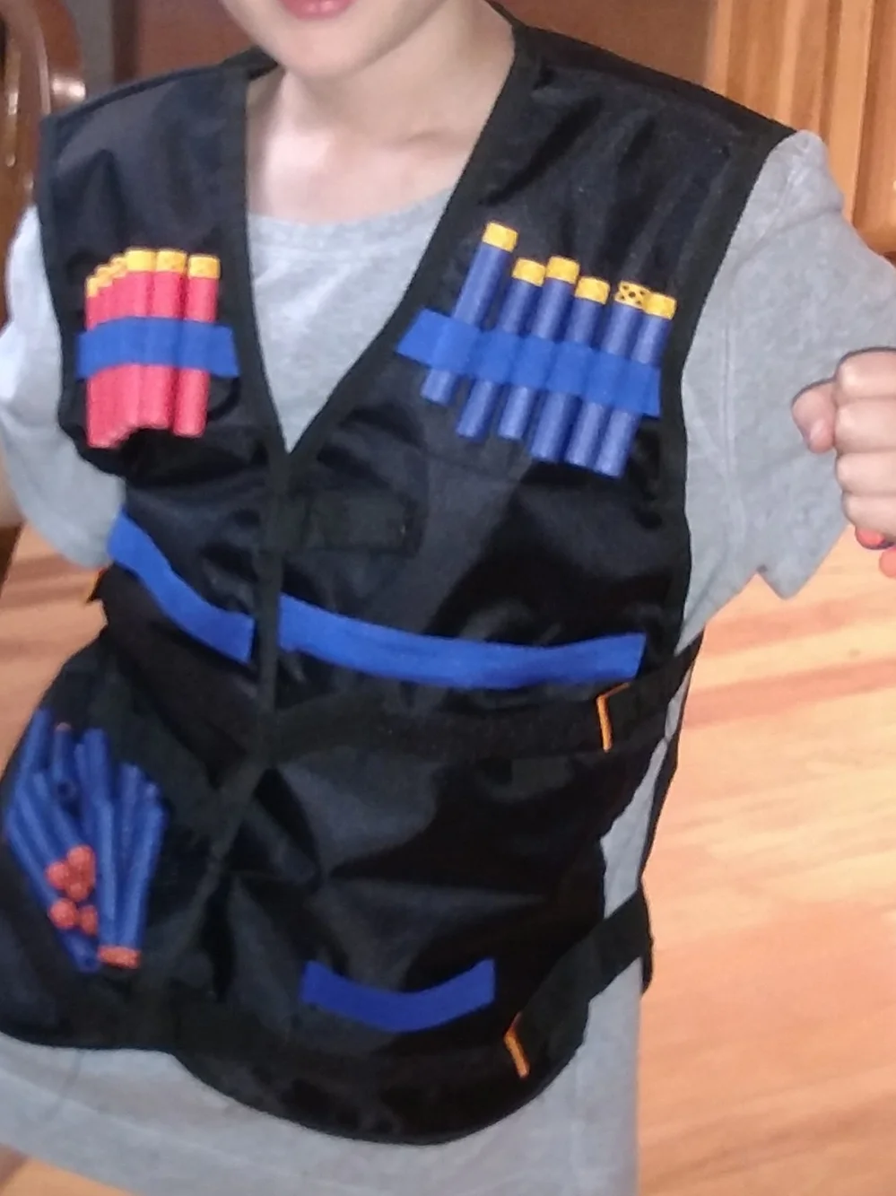 Kids Black Foam Dart Vest with Blue and Orange Accents